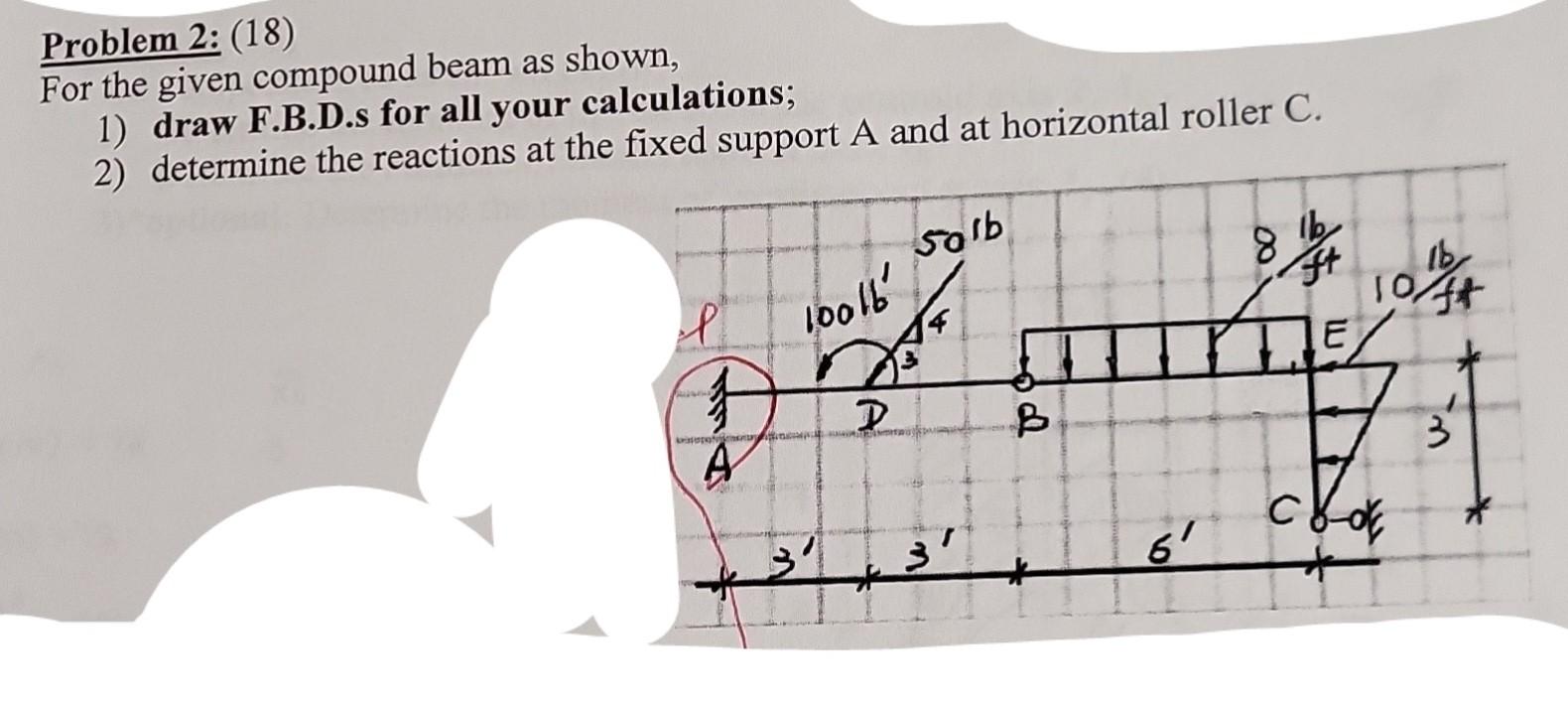 Solved Problem 2: (18) For The Given Compound Beam As Shown, | Chegg.com