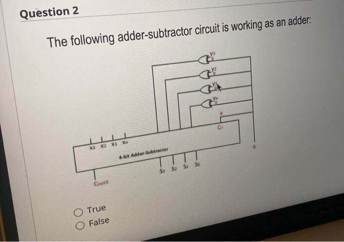 Solved Question 2 The following adder-subtractor circuit is | Chegg.com