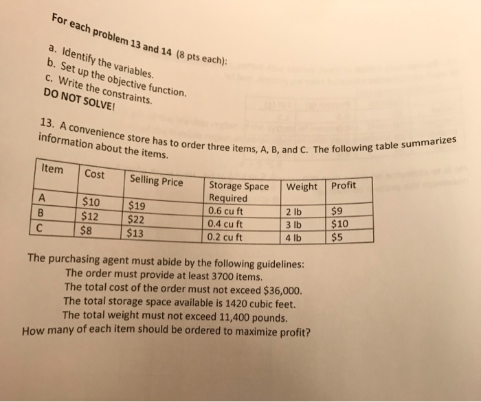 Solved For each problem 13 and 14 (8 pts each): a. Identify | Chegg.com