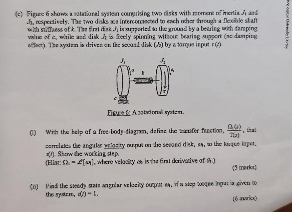 Solved () Figure 6 shows a rotational system comprising two | Chegg.com