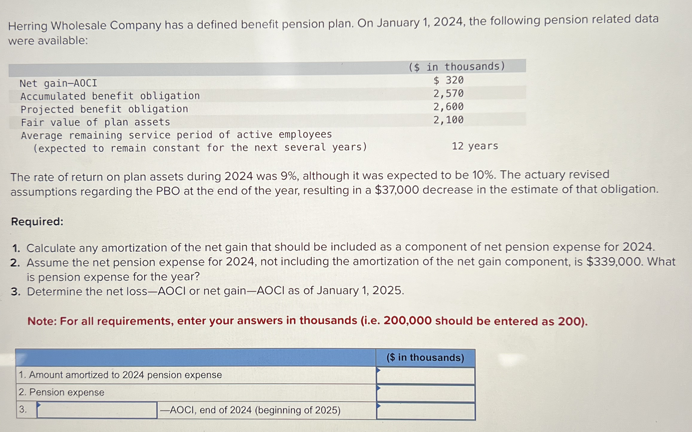 Solved Herring Wholesale Company has a defined benefit