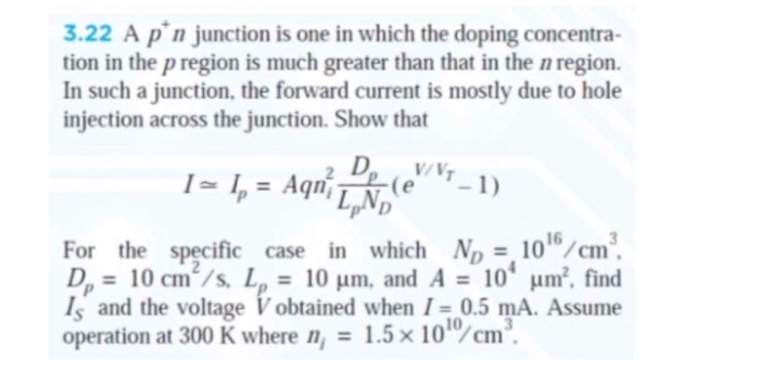 Solved 3.22 A p n junction is one in which the doping | Chegg.com