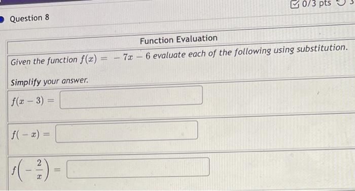 Solved Question Evaluating Functions Given the function f() | Chegg.com