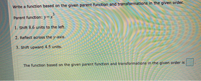 Solved Write a function based on the given parent function | Chegg.com