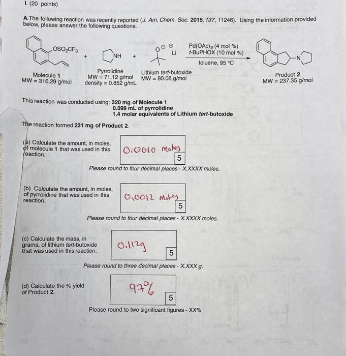 Solved A. The Following Reaction Was Recently Reported (J. | Chegg.com