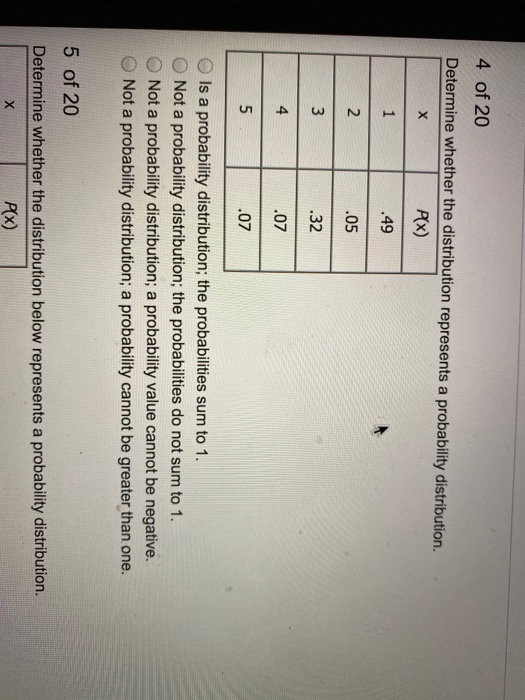 Solved 4 Of 20 Determine Whether The Distribution Represents | Chegg.com