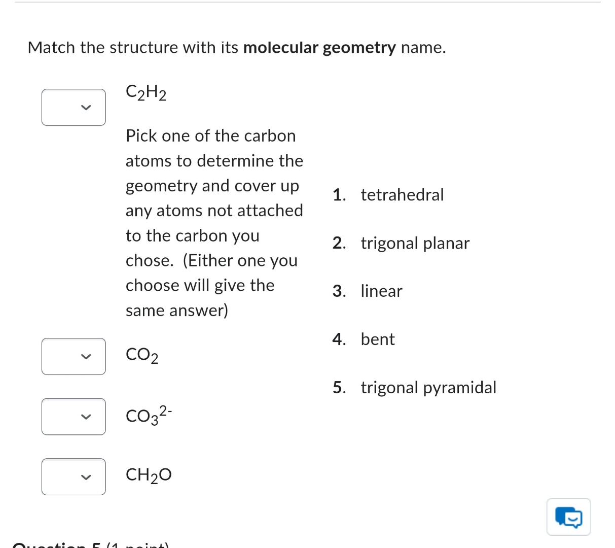 Solved Match the structure with its molecular geometry | Chegg.com
