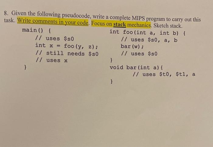 Solved The following code below is the pseudocode provided. | Chegg.com