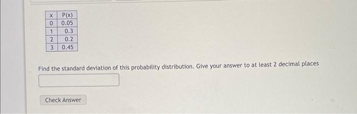 Solved Find the standard deviation of this probability | Chegg.com