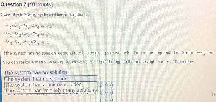 Solved Question 7 [10 points] Solve the following system of | Chegg.com