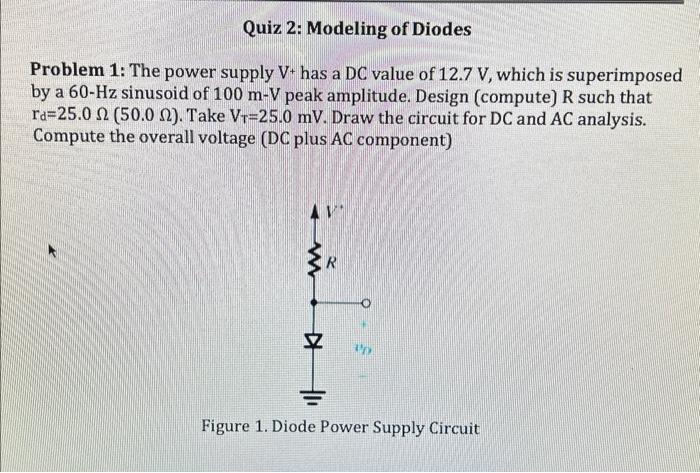 Solved Problem 1: The power supply V+ has a DC value of 12.7 | Chegg.com