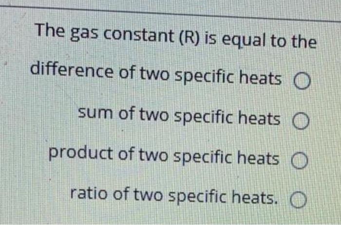 Solved The gas constant (R) is equal to the difference of | Chegg.com