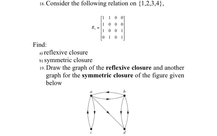 Solved 18. Consider the following relation on {1,2,3,4}, 11 | Chegg.com