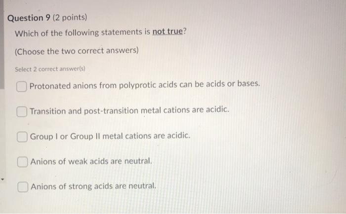 Solved Question 9 (2 points) Which of the following | Chegg.com