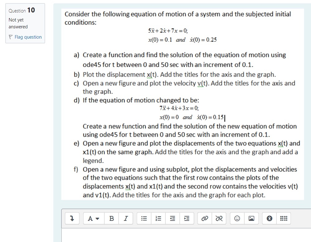Solved please write the answer as a matlab code or if you | Chegg.com