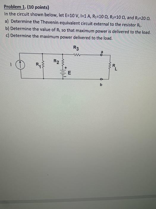 Solved Problem 1. (10 points) In the circuit shown below, | Chegg.com