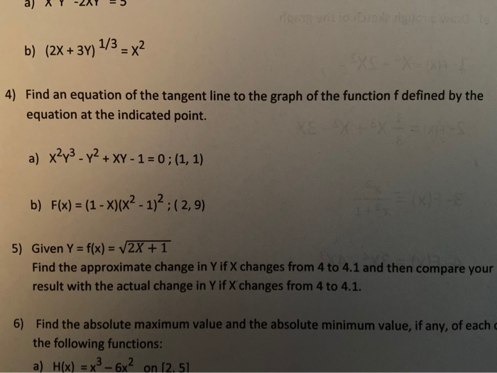 Solved A X Y 21y 5 B 2x 3y 1 3 X2 4 Find An E Chegg Com