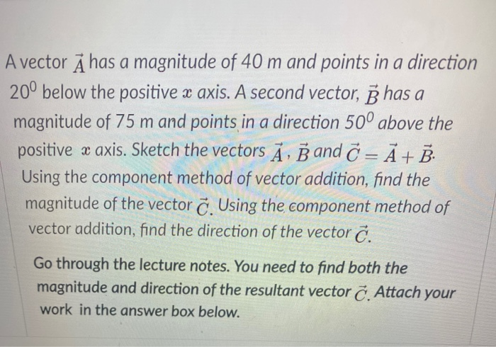 Solved A vector A has a magnitude of 40 m and points in a | Chegg.com