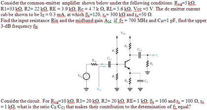 Solved Consider the common-emitter amplifier shown below | Chegg.com