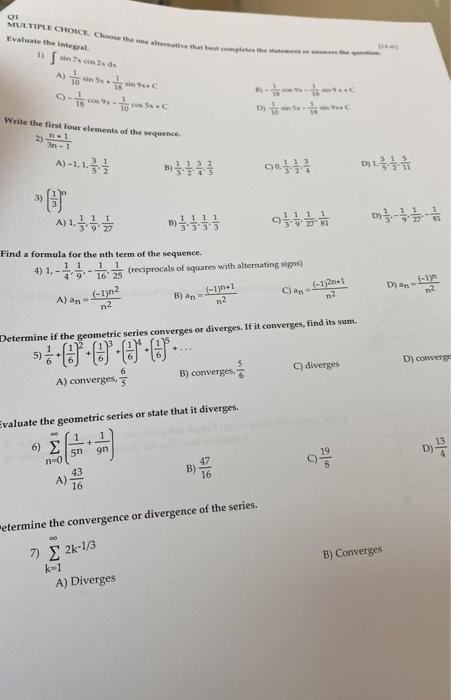 Solved asi Answer the followitg 1−∑i=1n(−10)n+1n10 | Chegg.com