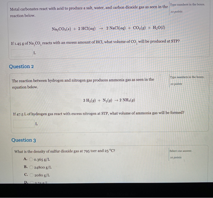 Solved Metal carbonates react with acid to produce a salt,