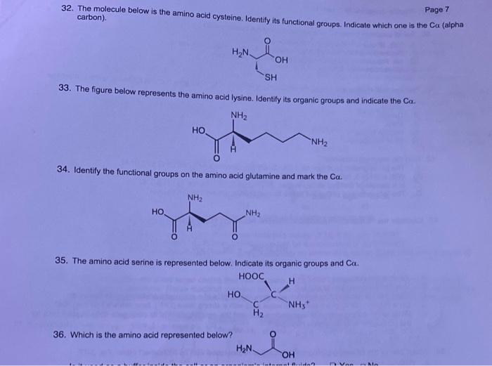 Solved 32. The molecule below is the amino acid cysteine.