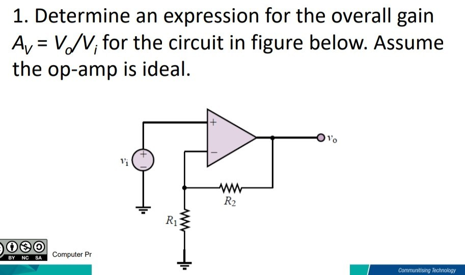 Solved 1. Determine an expression for the overall gain Ay = | Chegg.com