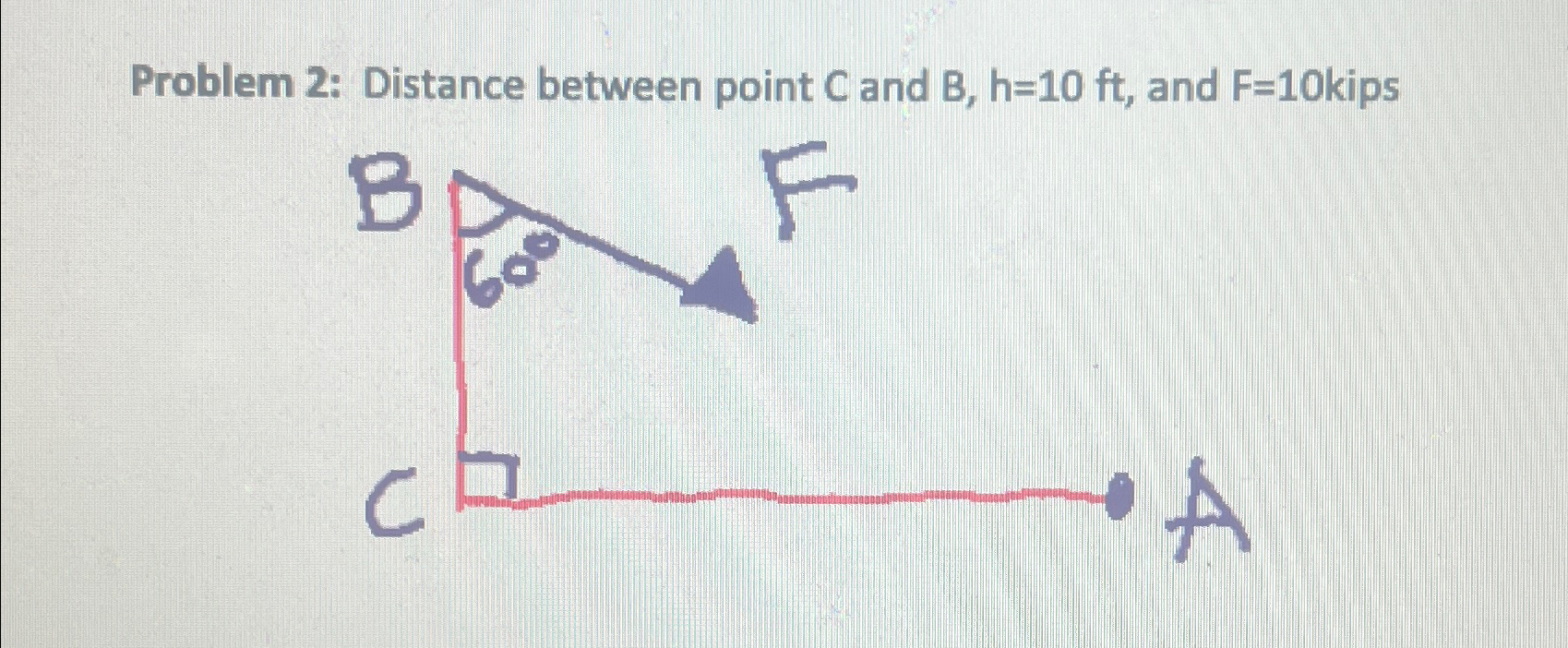 Problem 2: Distance between point C ﻿and B,h=10ft, | Chegg.com