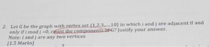 Solved 2. Let G be the graph with vertex set (1,2,3,−10} in | Chegg.com