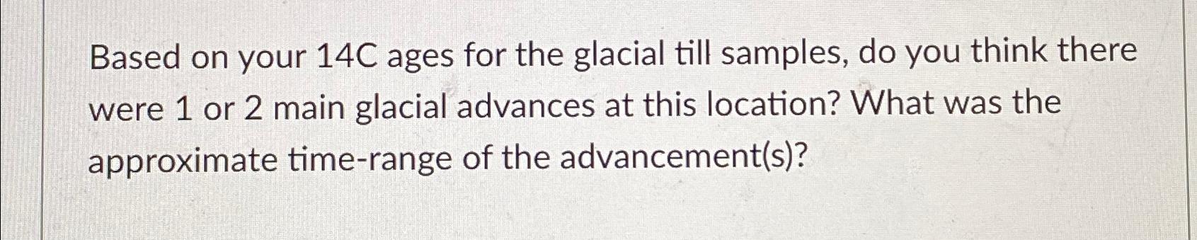 Solved Based on your 14C ﻿ages for the glacial till samples, | Chegg.com