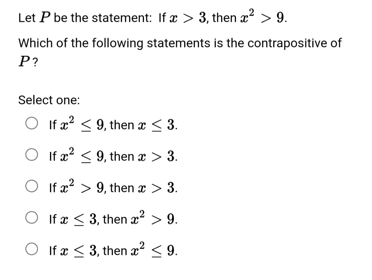 solved-let-p-be-the-statement-if-x-3-then-x2-9-which-of-chegg