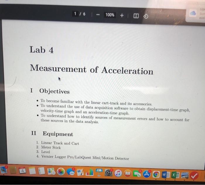Solved 1/6 100% + 0 Lab 4 Measurement of Acceleration I | Chegg.com