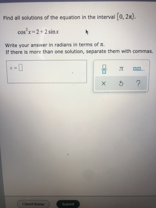 Fina All Solutions Of The Equation In The Interval Chegg Com