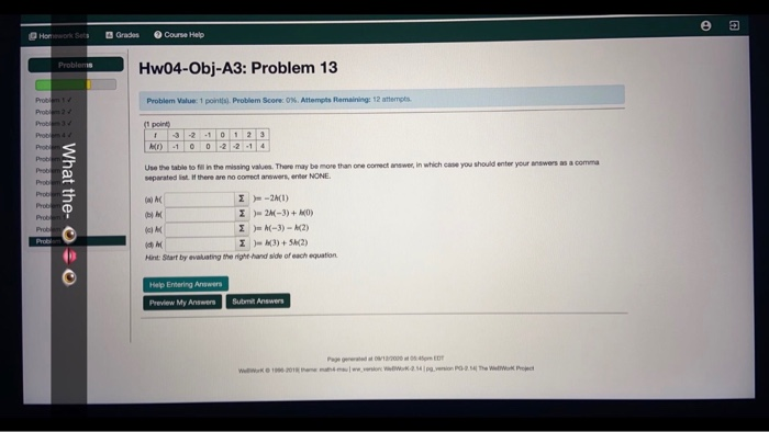 Solved e Homework Set Grades Course Help Problems | Chegg.com