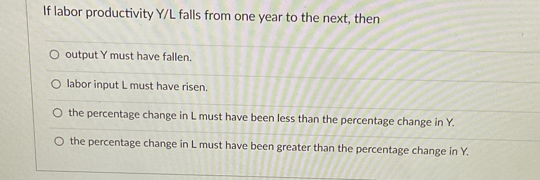 Solved If labor productivity YL ﻿falls from one year to the | Chegg.com
