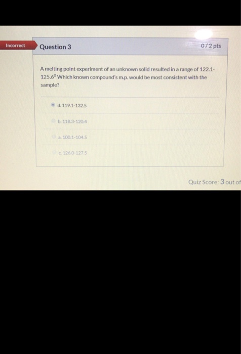 Solved Incorrect Incorrect Question 3 072 pts A melting | Chegg.com