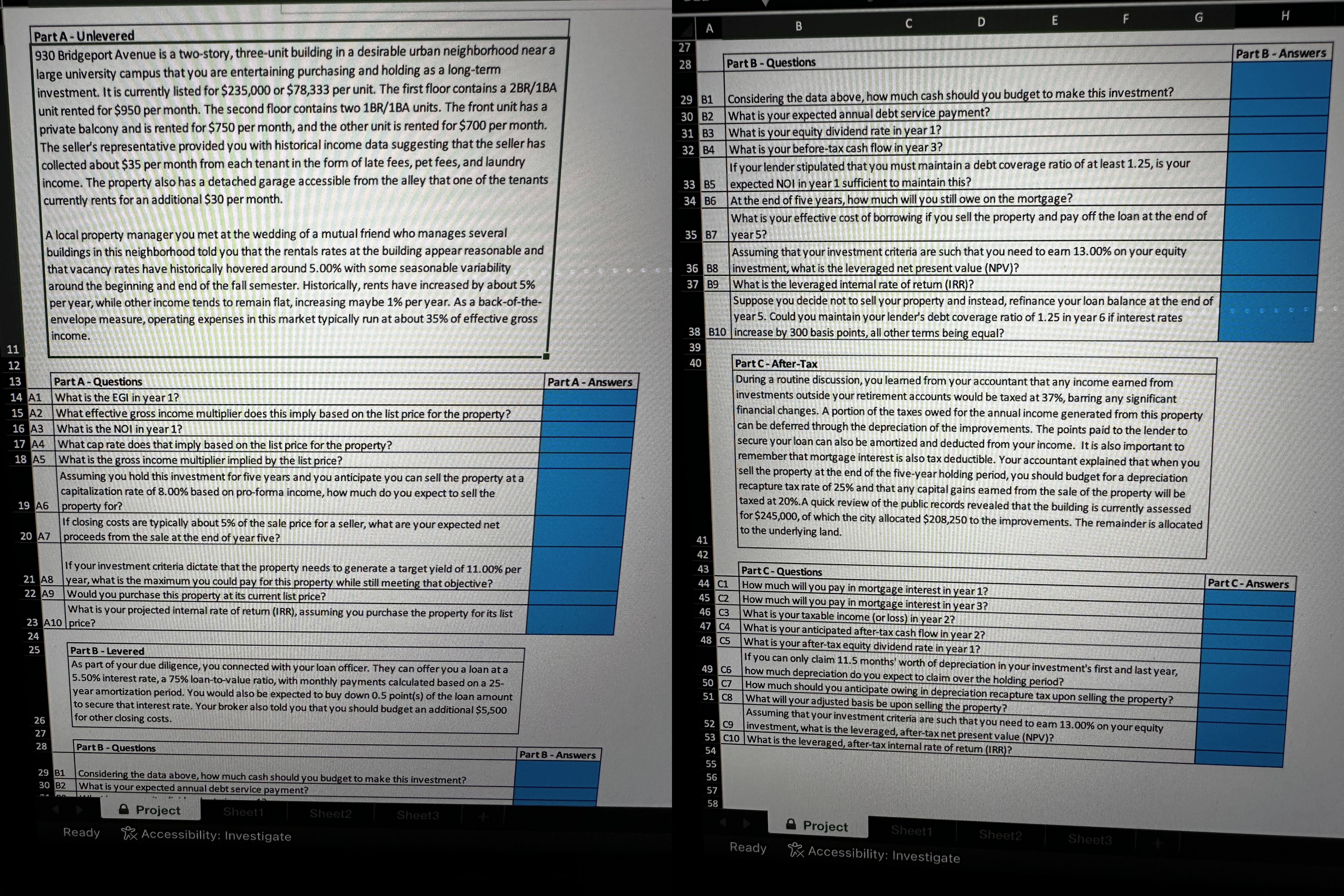 Solved Please solve all three parts and show work in Excel. | Chegg.com