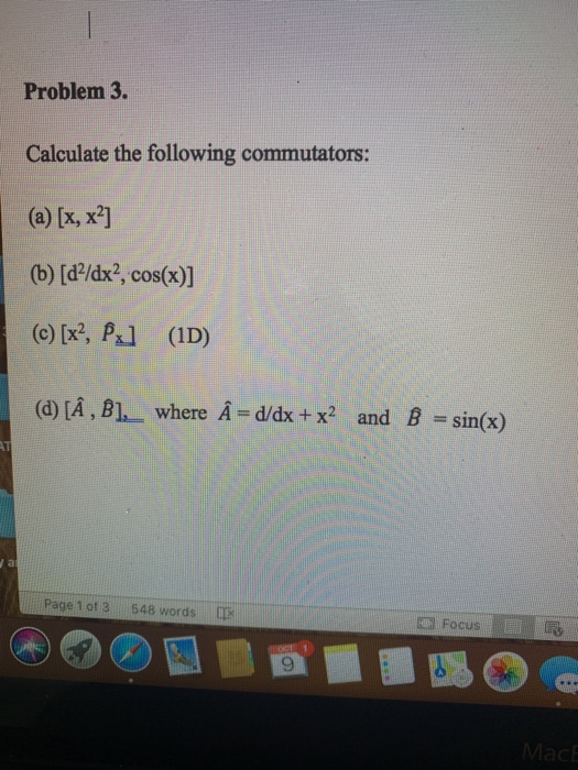 Solved Problem 3 Calculate The Following Commutators C Chegg Com
