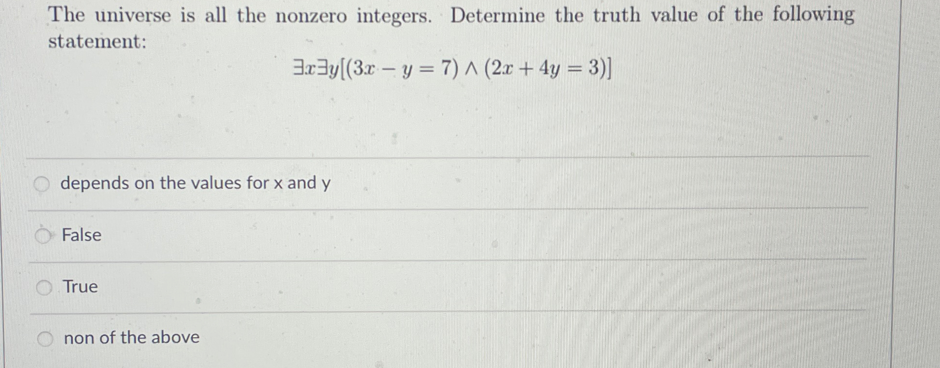 Solved the universe is all the nonzero integers determine chegg