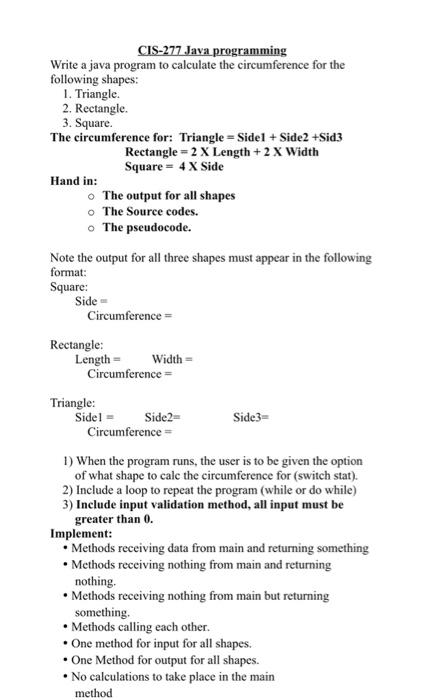 Solved CIS-277 Java programming Write a java program to | Chegg.com