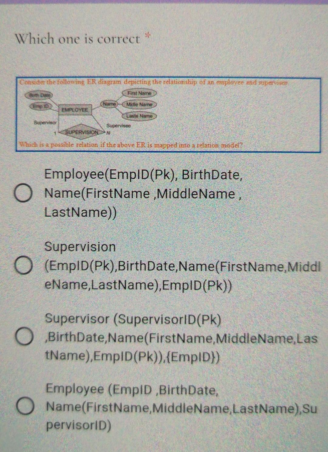 Solved Which one is correct Consider the following ER   Chegg.com