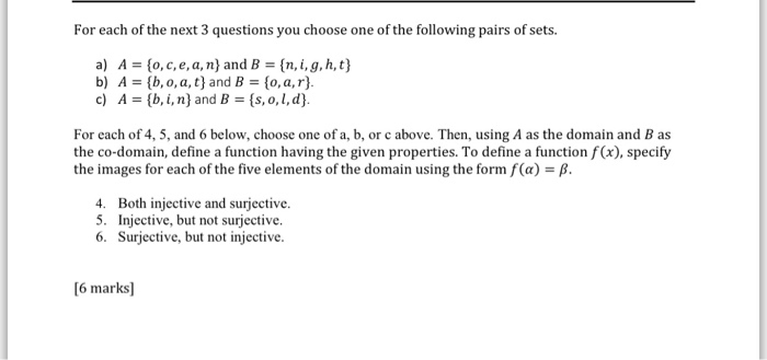 Solved For Each Of The Next 3 Questions You Choose One Of Chegg Com