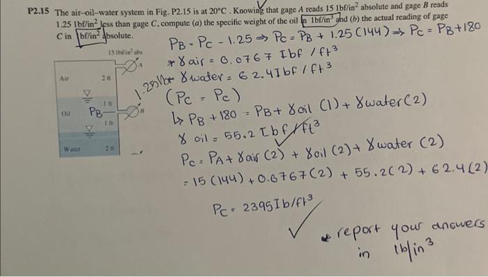 Solved .15 The Air-oil-water System In Fig. P2.15 Is At | Chegg.com