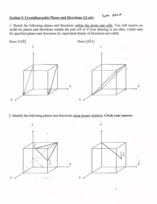 Solved Section 5: Crystallographic Planes and Directions (12 | Chegg.com