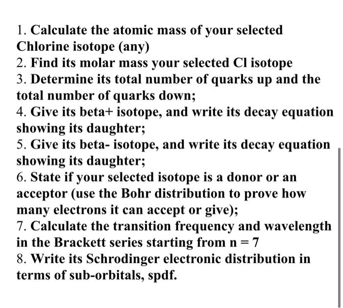 Solved 1. Calculate the atomic mass of your selected | Chegg.com