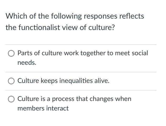 Solved Which Of The Following Responses Reflects The | Chegg.com