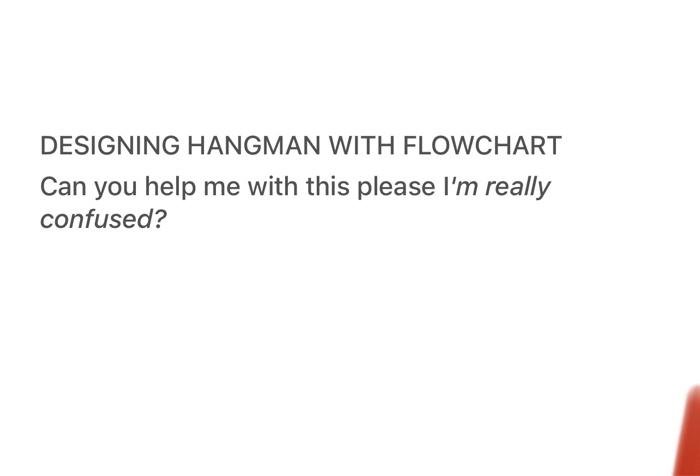 Solved DESIGNING HANGMAN WITH FLOWCHART Can you help me with | Chegg.com