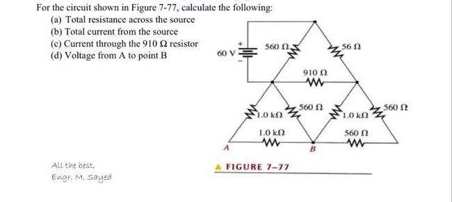 Solved For the circuit shown in Figure 7-77, calculate the | Chegg.com