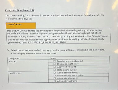 Solved The nurse is caring for a 74 -year-old woman admitted | Chegg.com