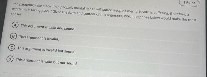 "If a pandemic take place, then people's mental | Chegg.com